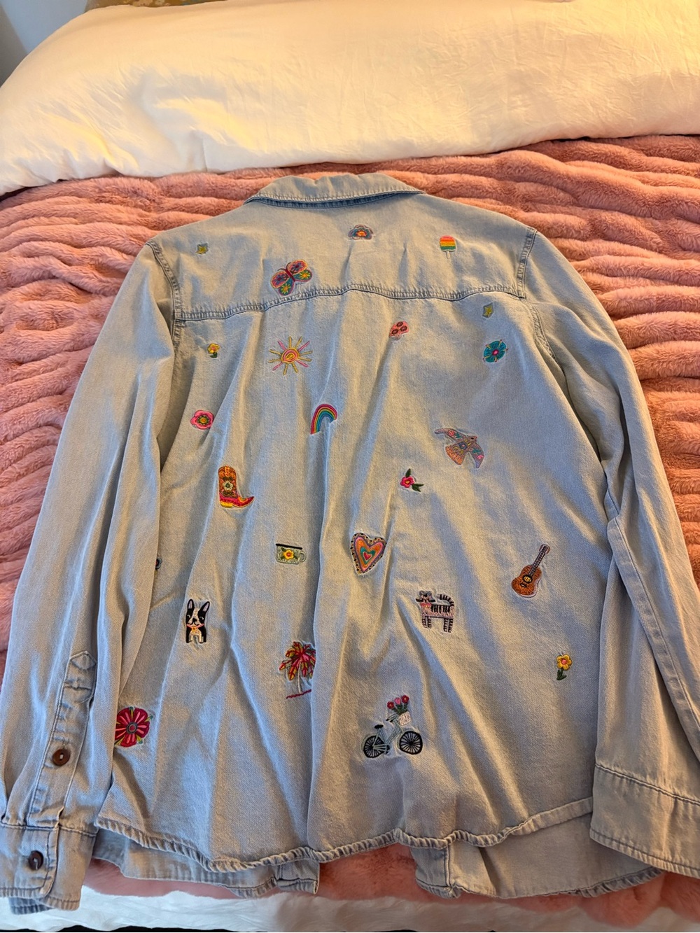 NATURAL LIFE Light Blue Embroidered Denim Button-Down Shirt - Picture 3 of 3